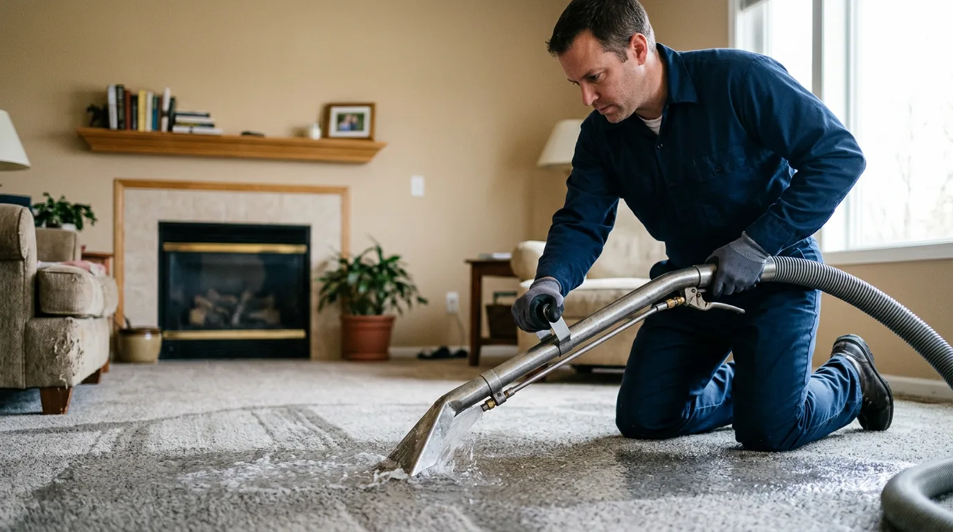 Water damage restoration technician working near Briggsville, AR